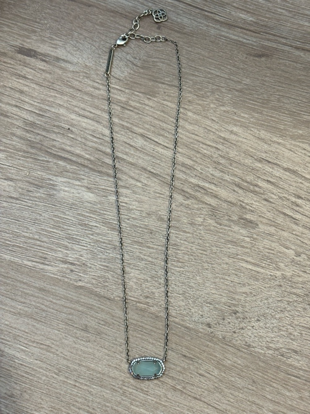 Kendra Scott Elisa Necklace Mint Green Stone Silver Chain